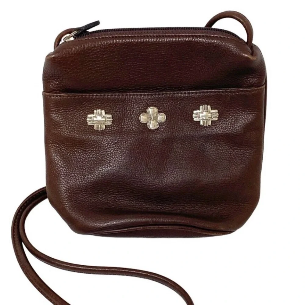 FOSSIL *COLLECTORS* BAG BROWN LEATHER 7x7. On trend and Darling! - Picture 1 of 7